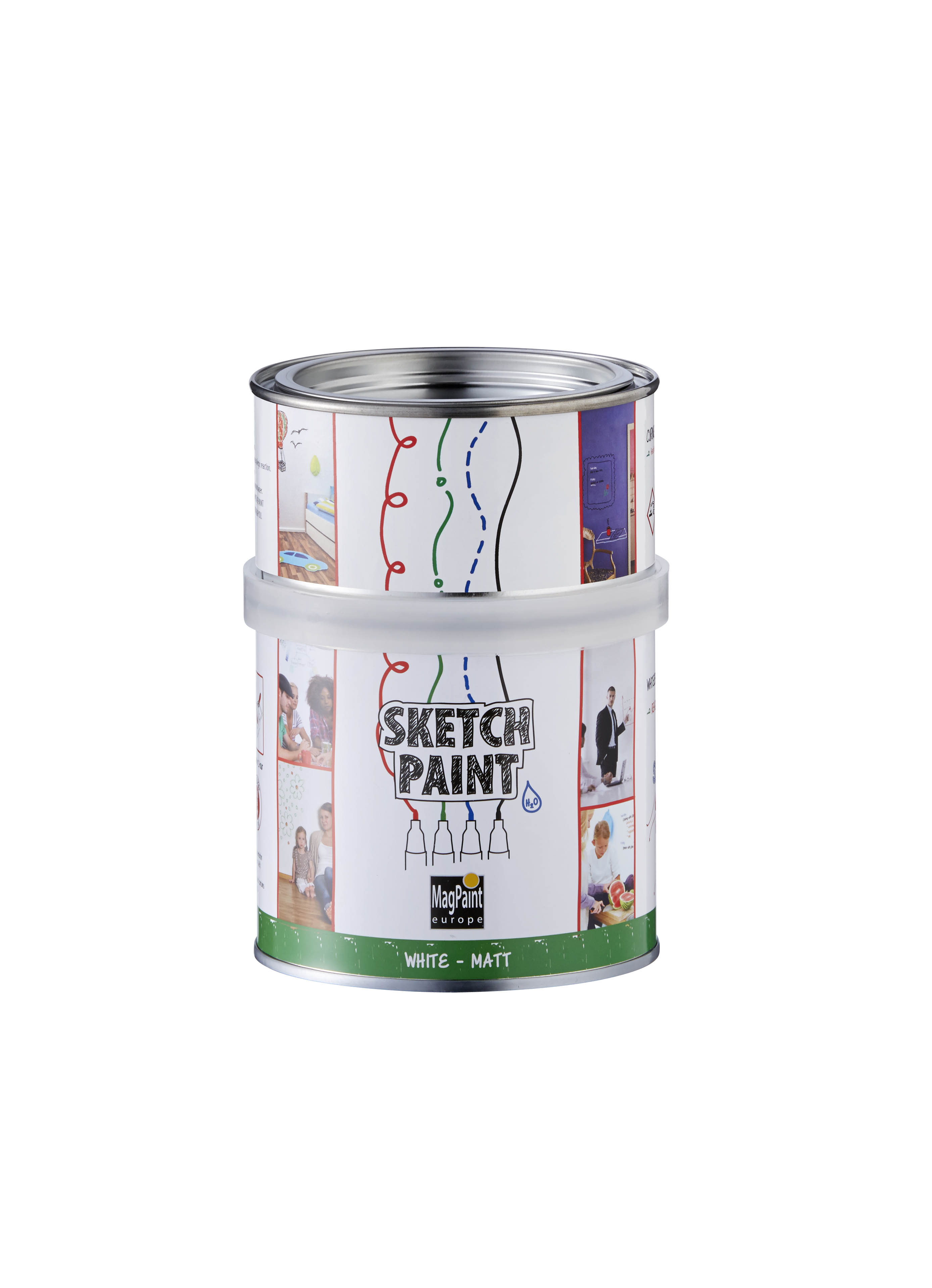 Vopsea Whiteboard, SchetchPaint Alb Mat, Magpaint, 0.5 Litri